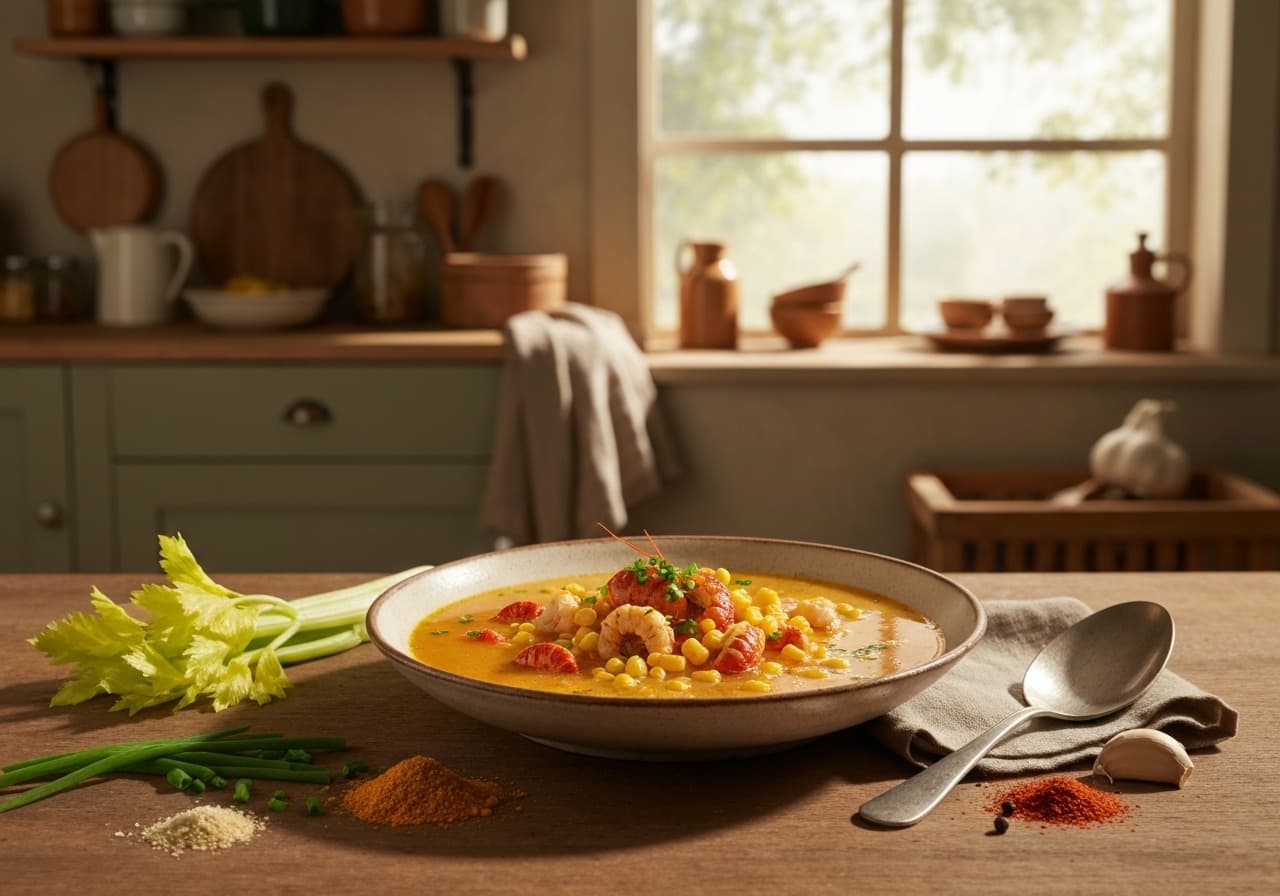 Cajun Crawfish and Corn Soup