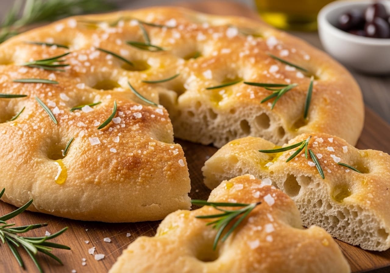 Classic Italian Focaccia with Rosemary and Sea Salt