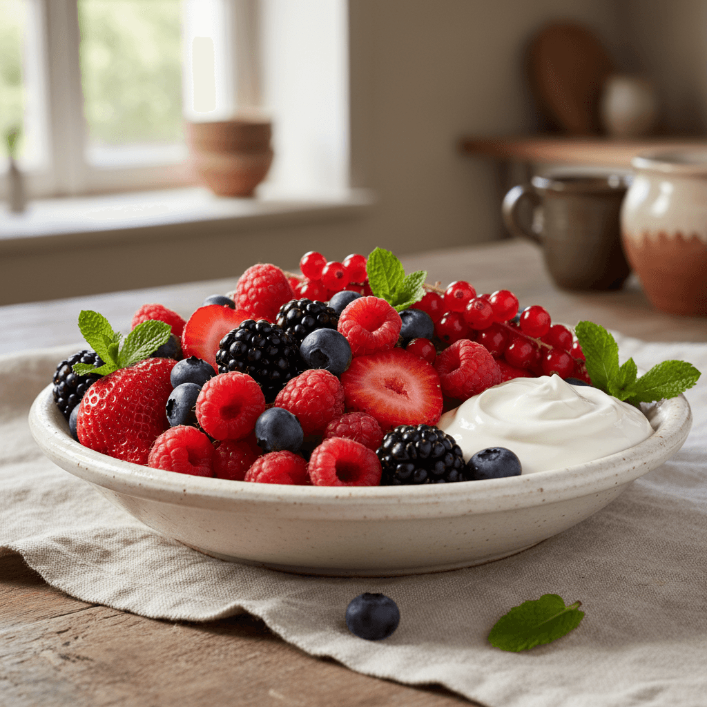Mixed Red Berries with Crème Fraîche (Fruits Rouges)