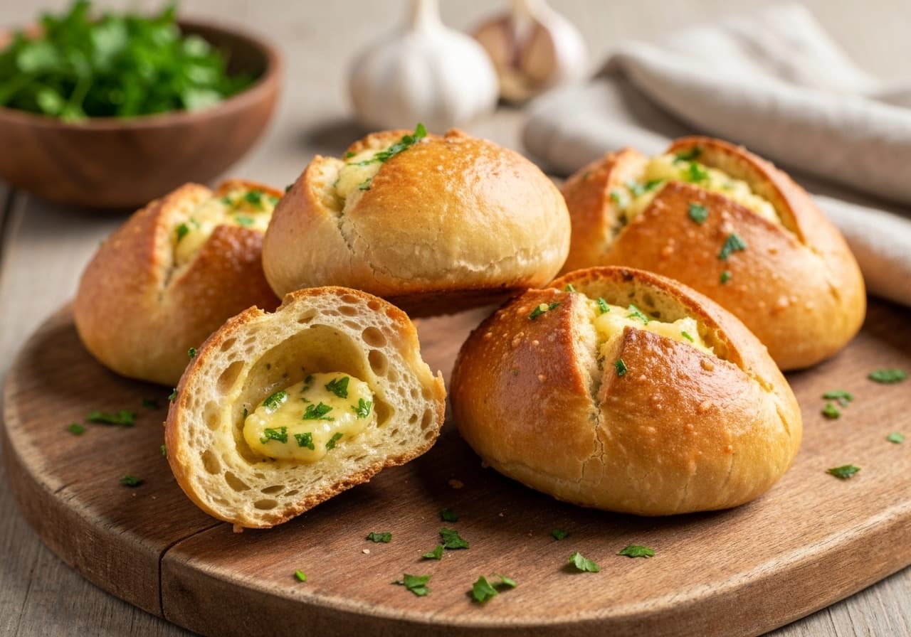 French Small Garlic Breads (Petits Pains à l'Ail)