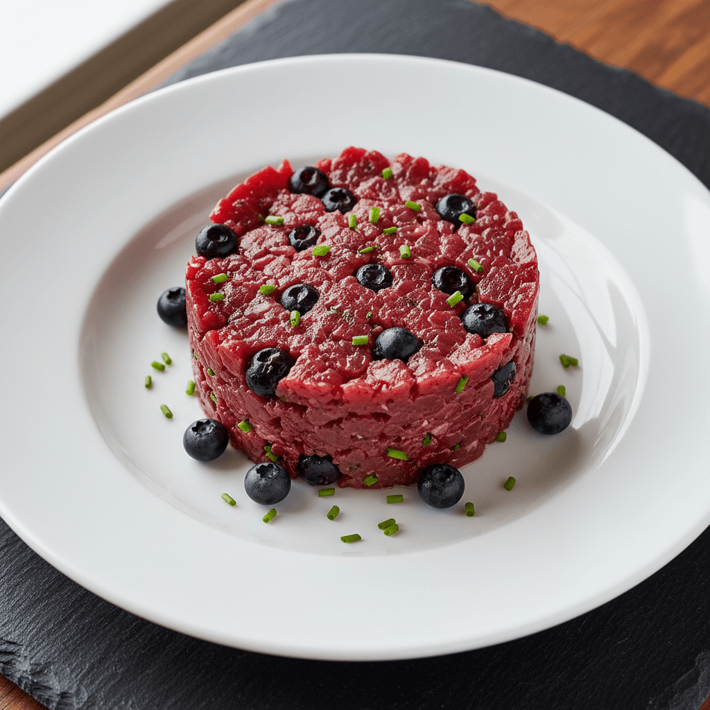 Caribou Tartare with Blueberries