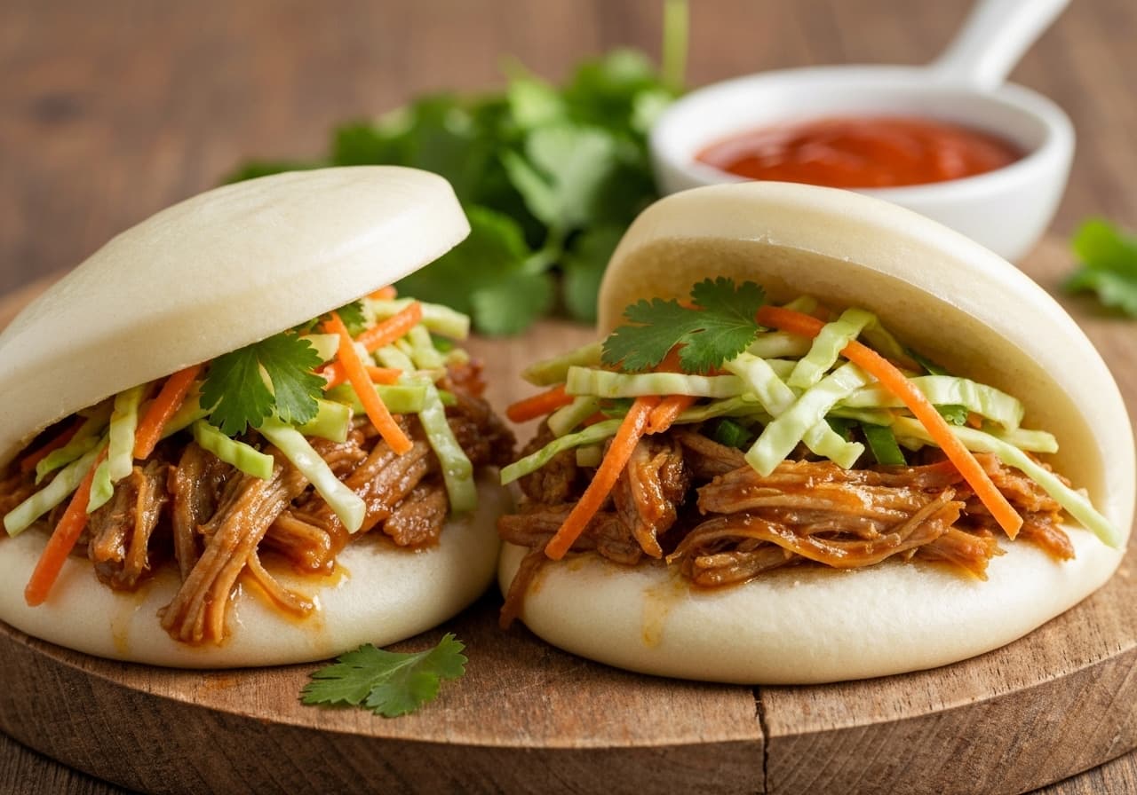 Maple Pulled Pork Bao with Boreal Slaw