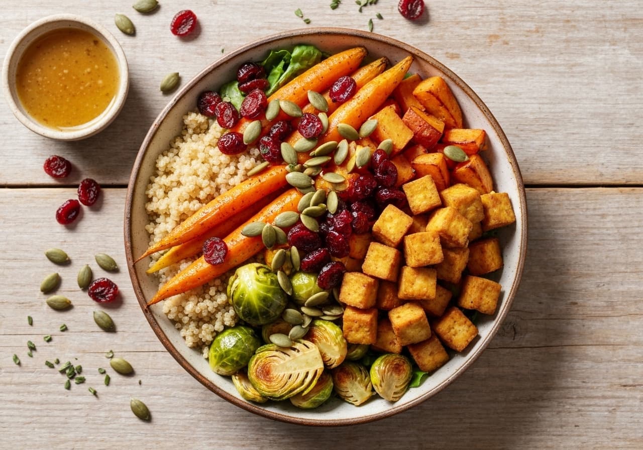 Boreal Energizing Bowl with Roasted Roots and Spicy Tofu