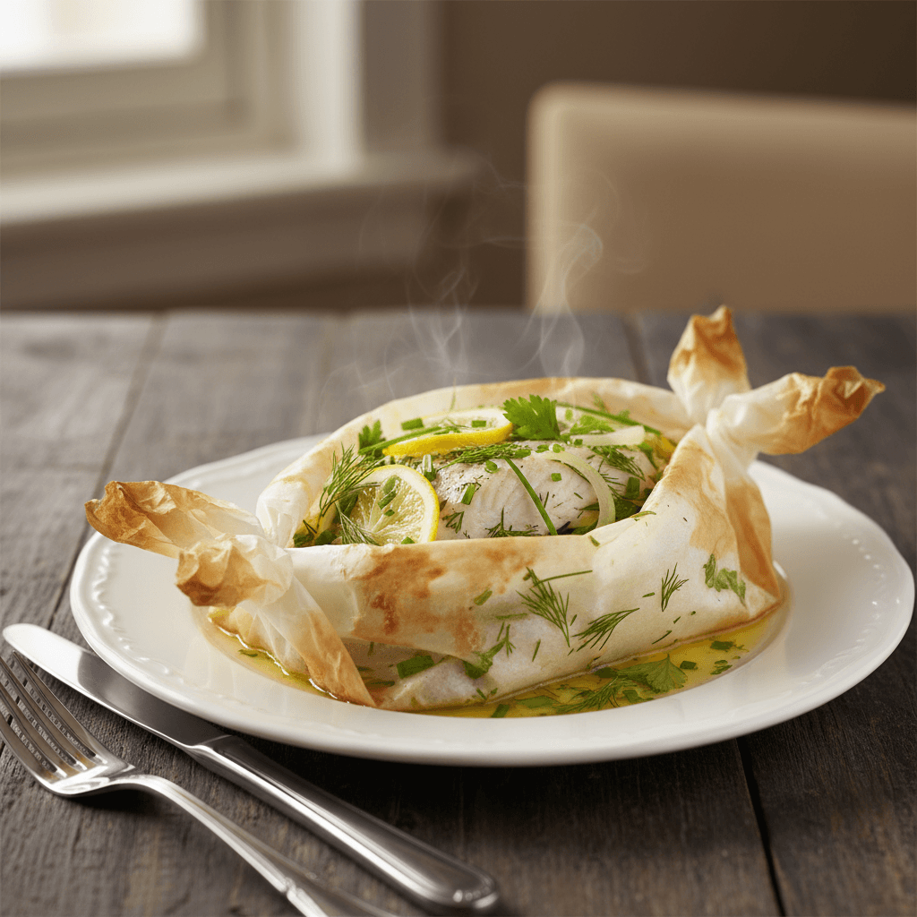 Pike en Papillote with Fine Herbs