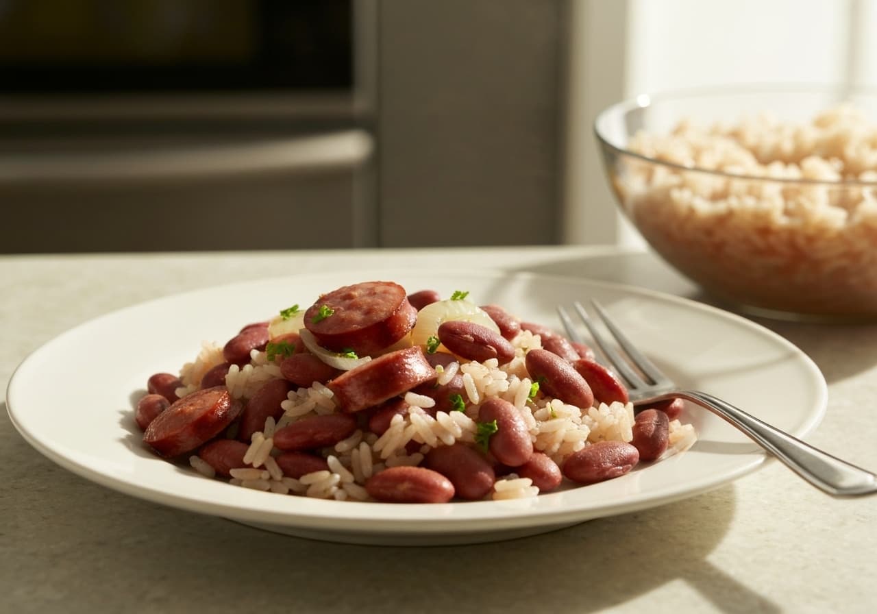 Cajun Red Beans and Rice with Smoked Sausage