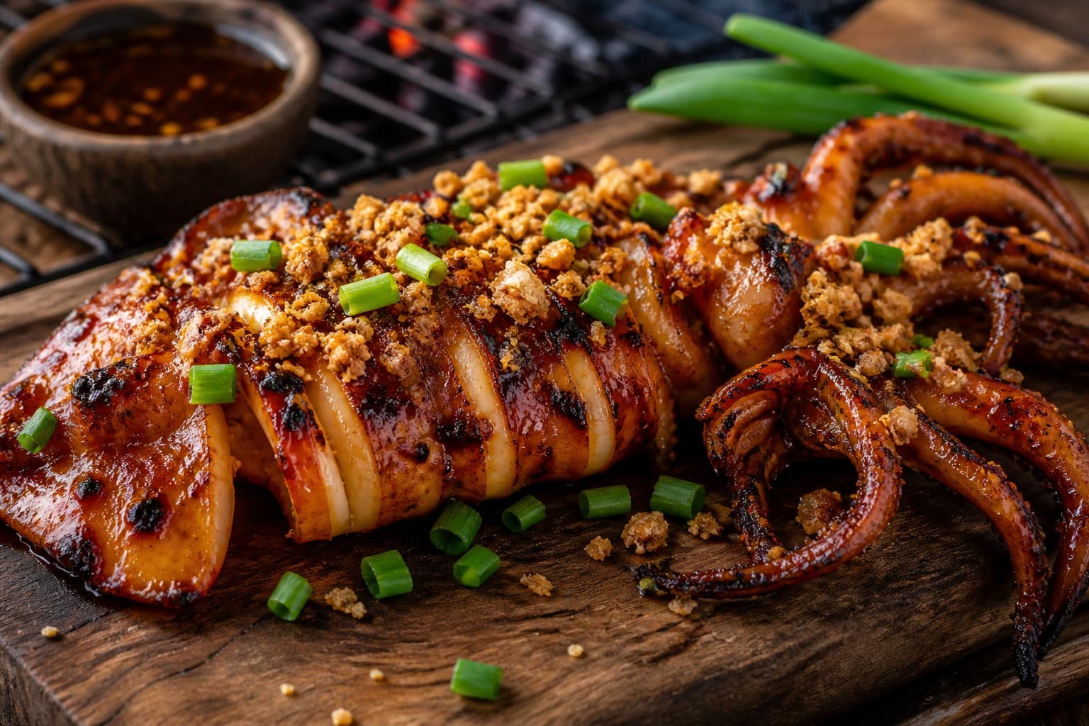 Inihaw Grilled Squid with Tamarind-Chili Glaze