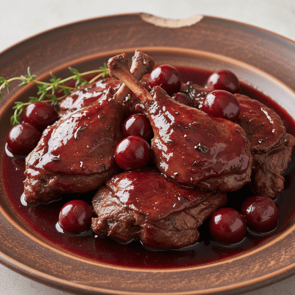Braised Wild Duck with Cherries