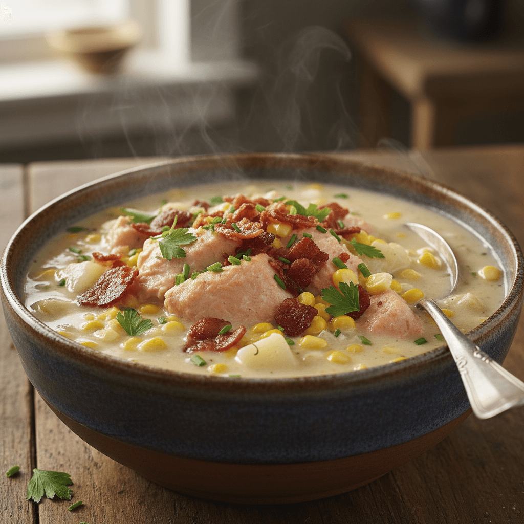 Trout Chowder with Corn and Whiskey