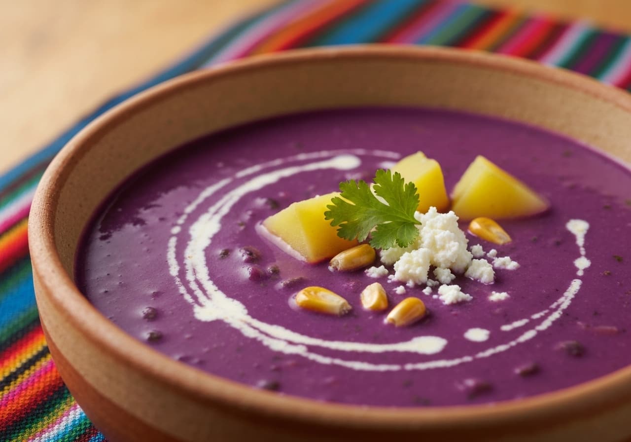 Purple Corn, Aji Amarillo and Huacatay Chowder