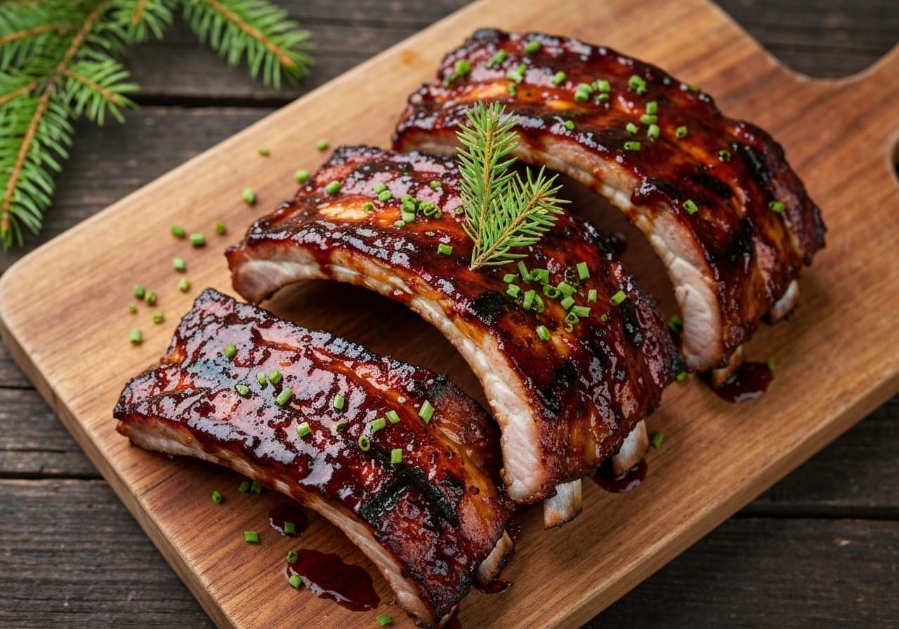 Boreal Pork Ribs with Smoked Maple-Balsamic Glaze
