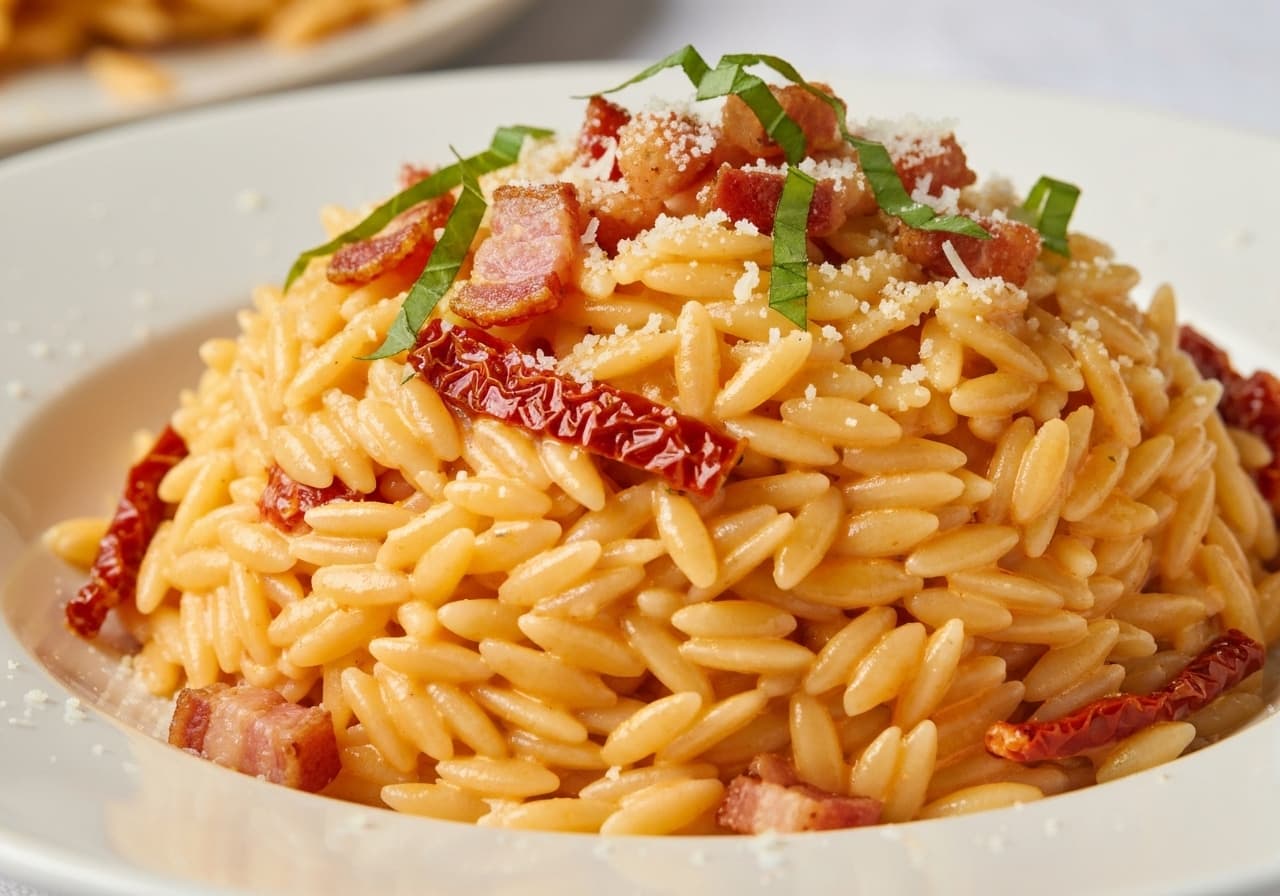 Creamy Sun-Dried Tomato & Pancetta Orzo