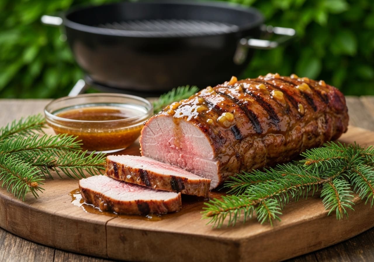 Boreal Grilled Pork Tenderloin with Spruce Tip and Maple Glaze