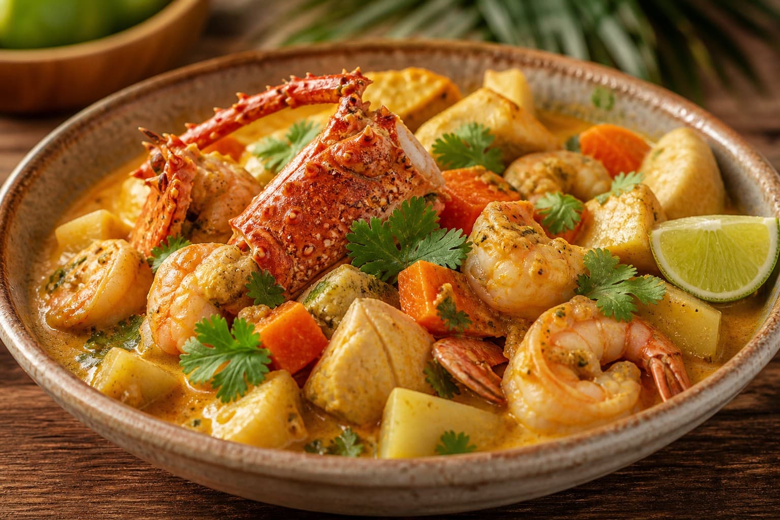 Caribbean Lobster and Shrimp Fricassee with Madras Curry and Breadfruit