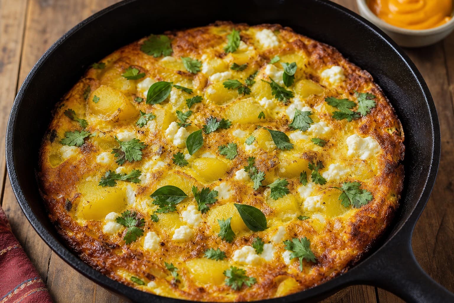 Andean Frittata with Native Potatoes, Fresh Cheese and Aji Amarillo