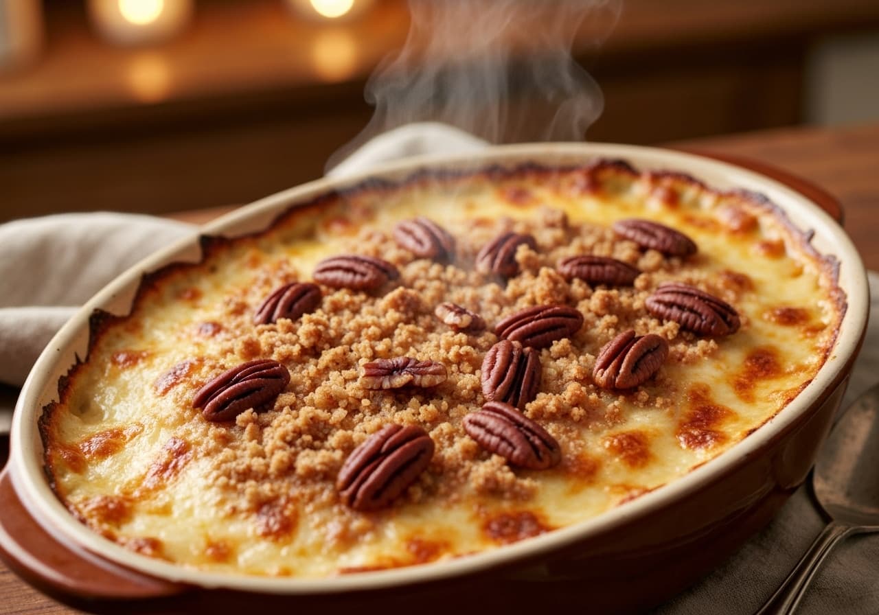 Comforting Squash and Oka Cheese Gratin with Maple Pecan Crumble
