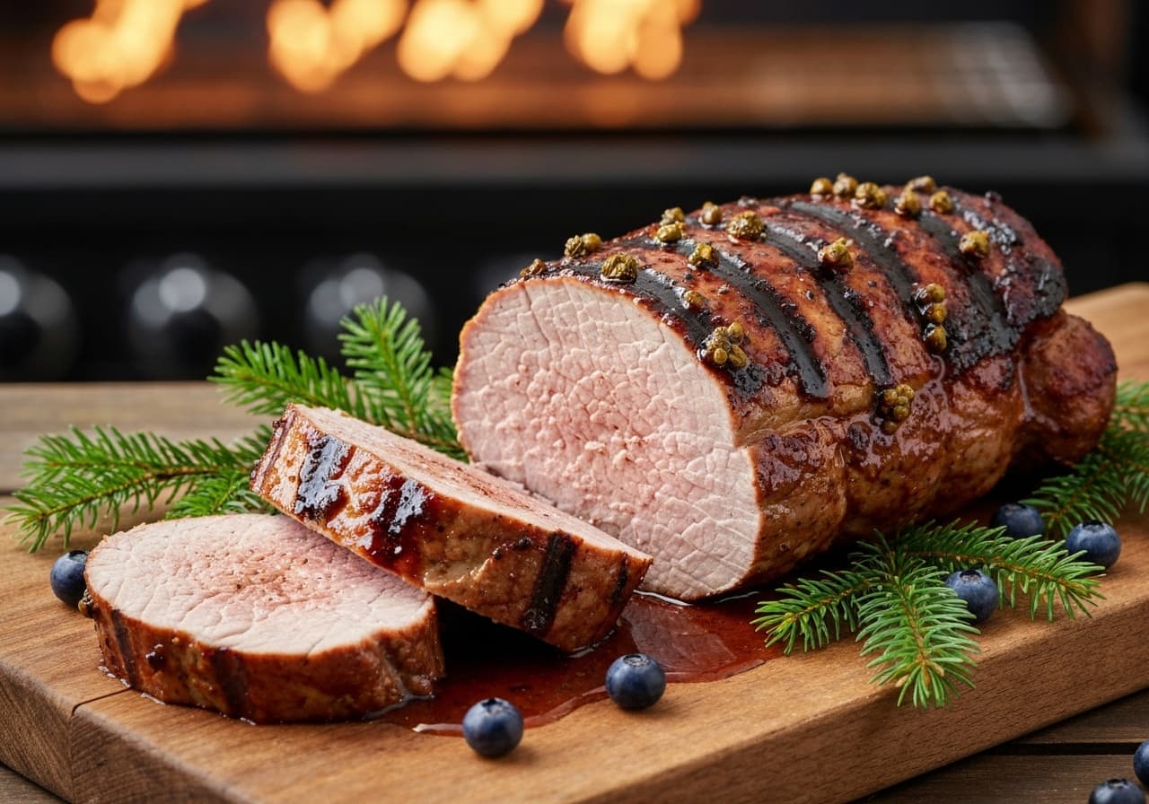 Grilled Pork Tenderloin, Boreal Maple and Fir Bud Marinade