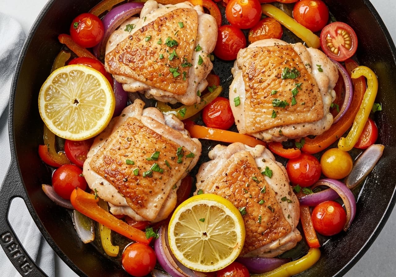 Mediterranean Lemon Herb Chicken Skillet