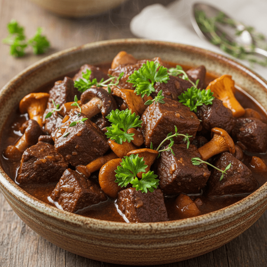 Moose Stew with Wild Mushrooms