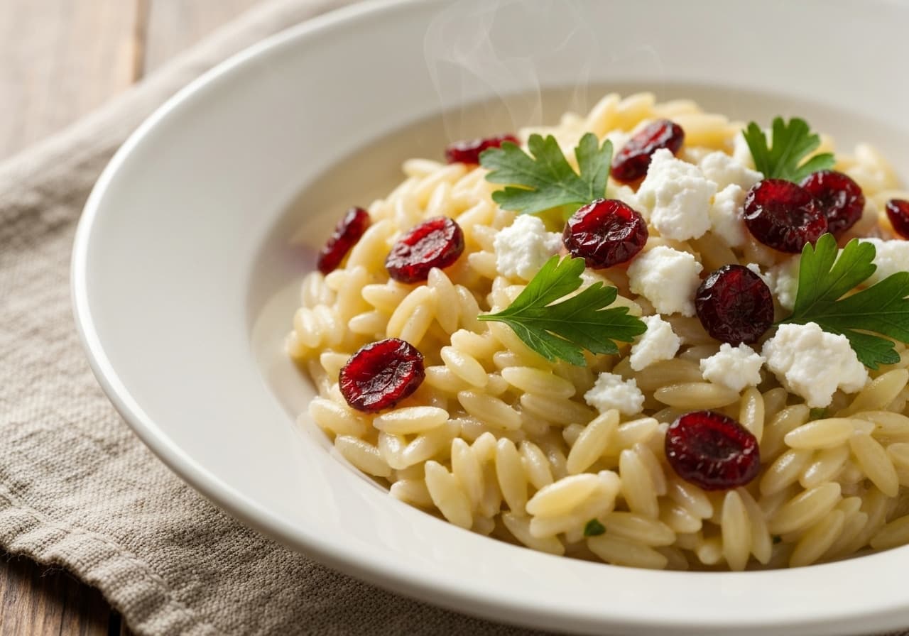 Boreal Orzotto with Cranberries and Quebec Goat Cheese