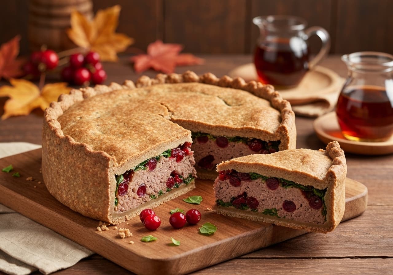 Bison and Cranberry Spinach Pâté with Buckwheat Crust