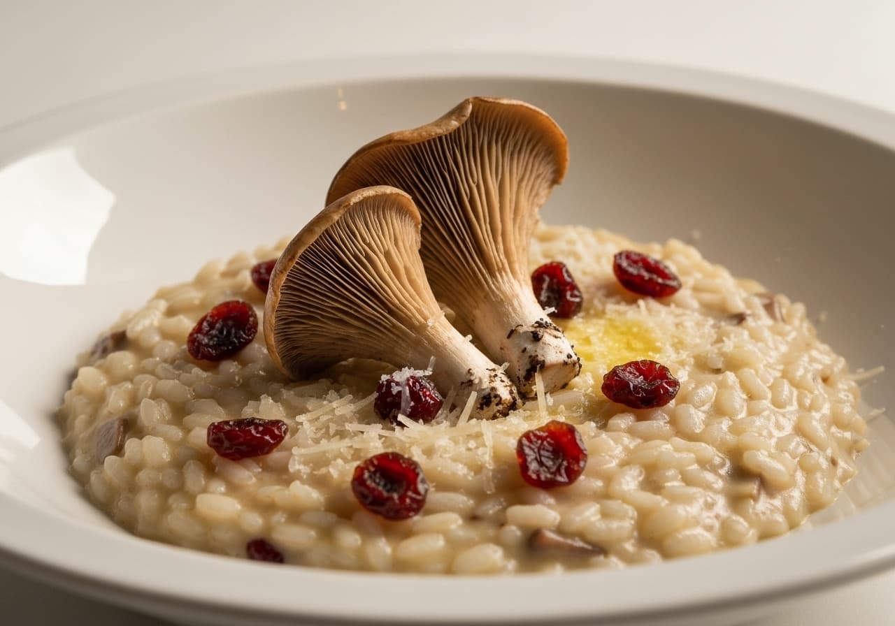 Creamy Boreal Oyster Mushroom and Bog Cranberry Risotto