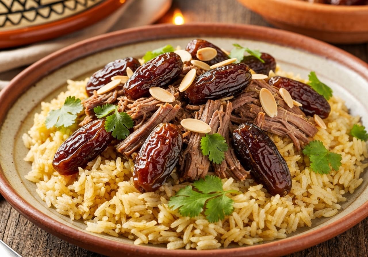 Moroccan Pilaf with Shredded Lamb and Dried Fruits