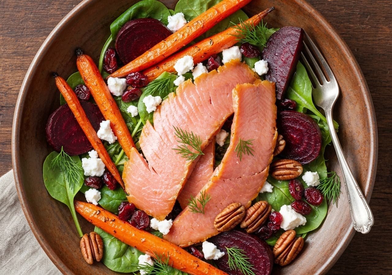 Boreal Smoked Trout Salad with Roasted Beets and Maple Vinaigrette