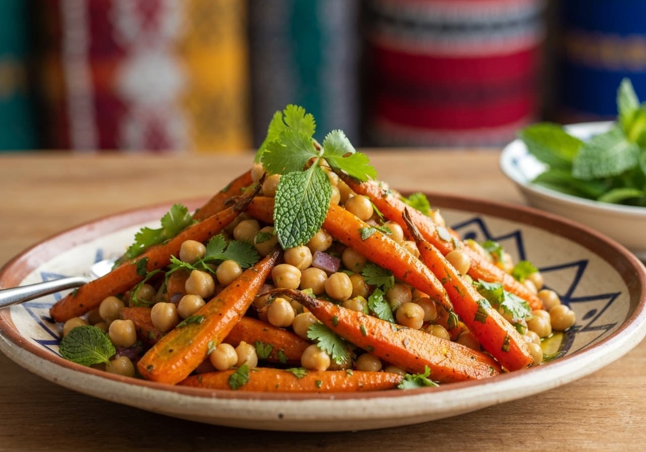 Roasted Carrot, Chickpea, and Preserved Lemon Salad with Argan Oil