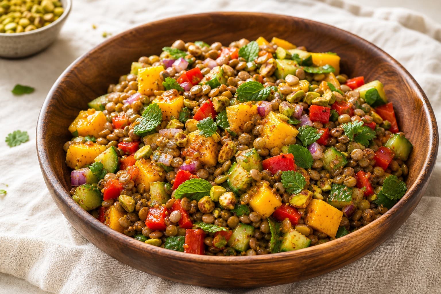 Ethiopian Radiance Salad with Lentils, Mango, and Berbere Vinaigrette