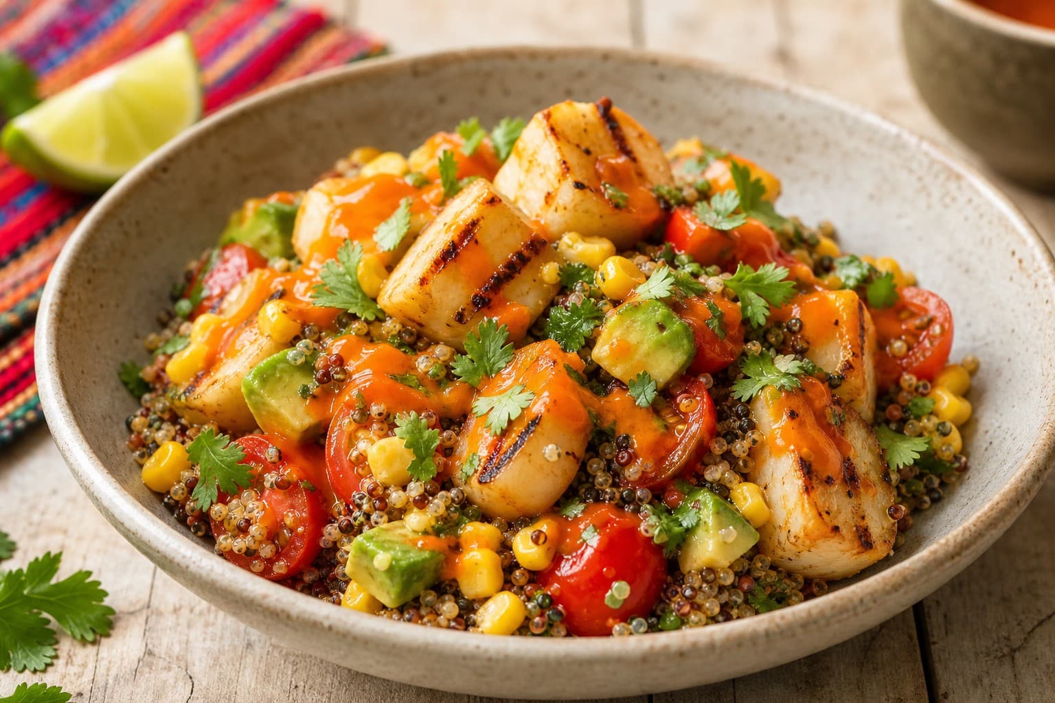 Warm Grilled Heart of Palm and Quinoa Salad with Rocoto Vinaigrette