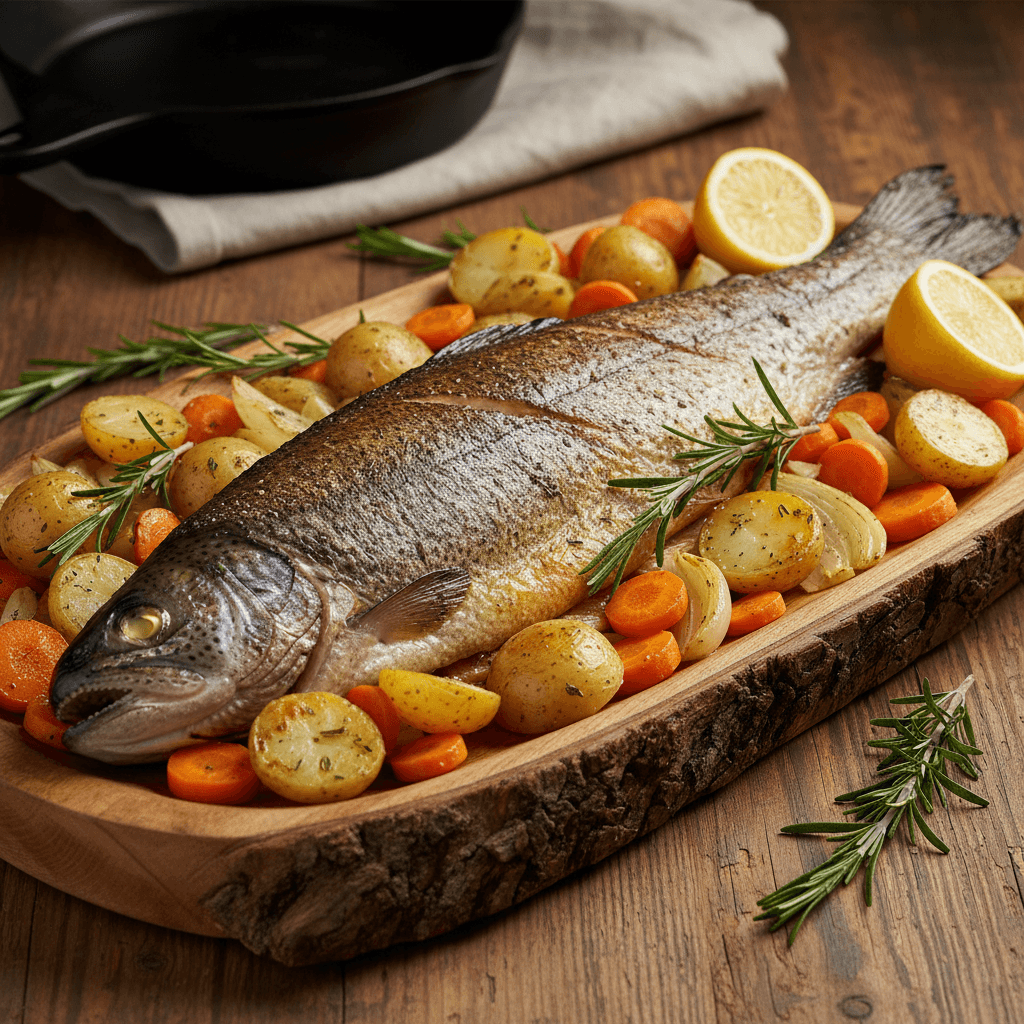 Whole Baked Trout with Vegetables