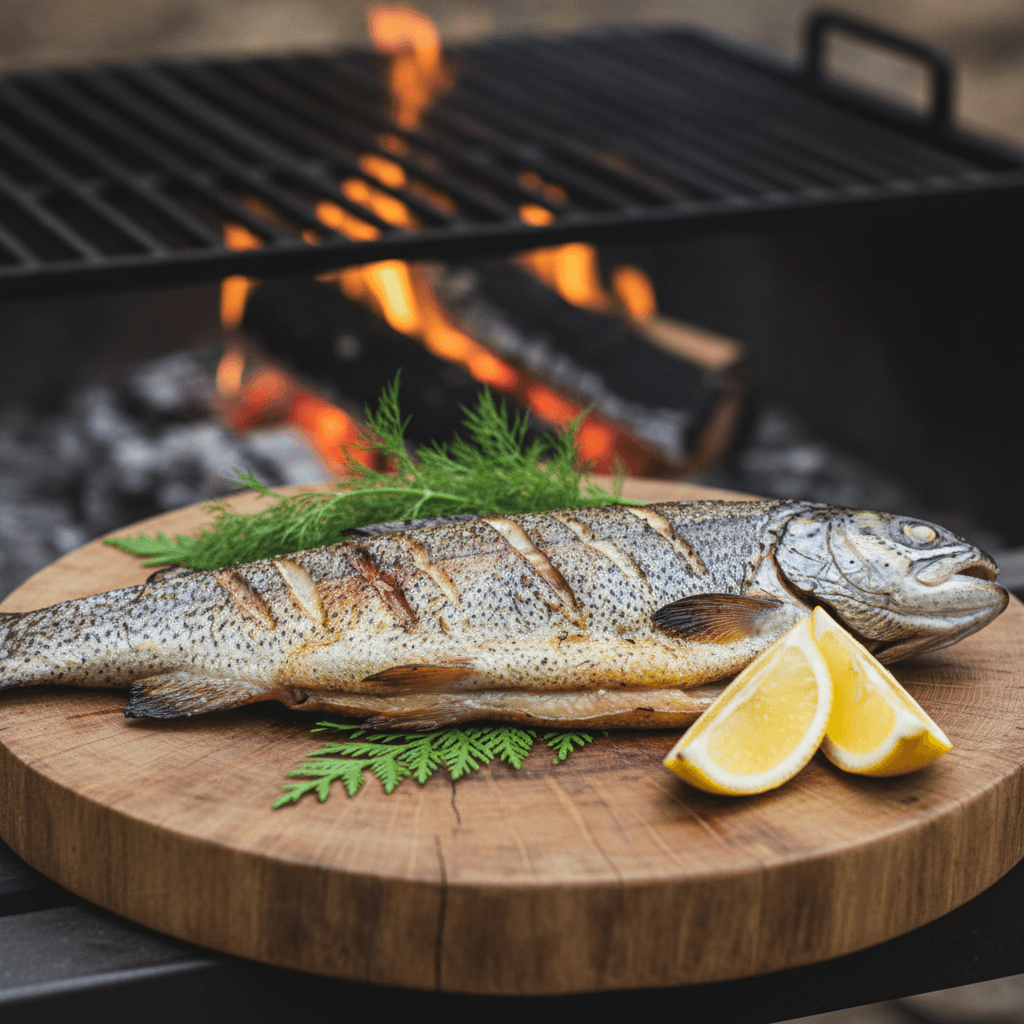 Grilled Speckled Trout over Campfire