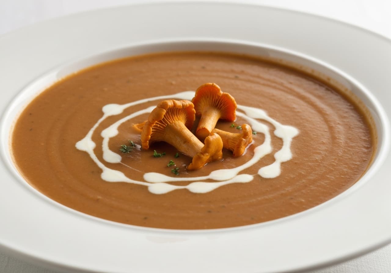 Butternut Squash and Chanterelle Velouté with Caramelized Apple and Sage